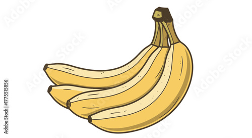 Stylized banana bunch illustration conveying ripeness and cartoon appeal