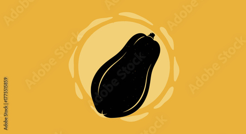 Stylized butternut squash illustration with swirling background effect