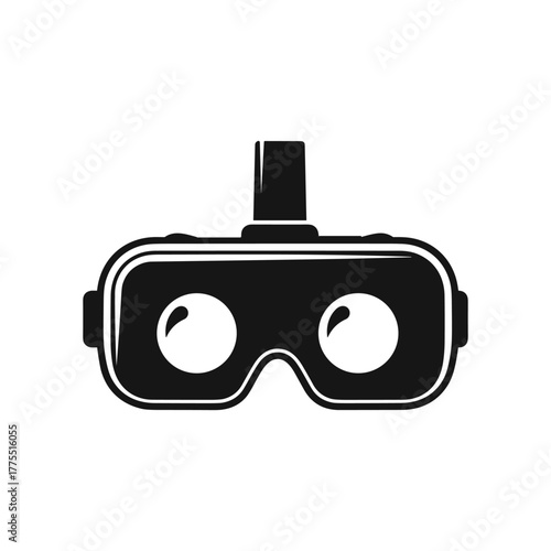 Black and white illustration of a virtual reality headset, perfect for gaming and immersive experiences.