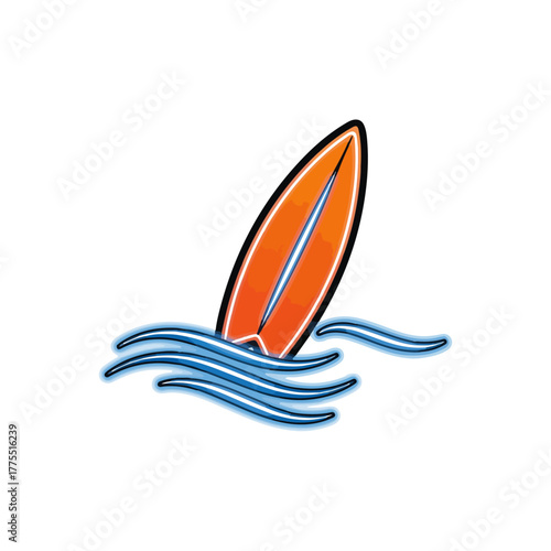 Surfboard in Ocean Waves Summer, Surfing, Beach Design