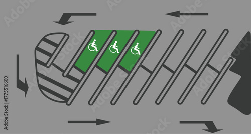 Parking area with disable person area. vector	