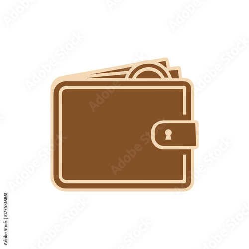 Illustration of a brown wallet with money inside, secured with a clasp.