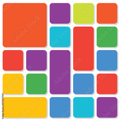 Bento style layout grid templates with different style and color for decoration and Web comics grids, various panel arrangements 