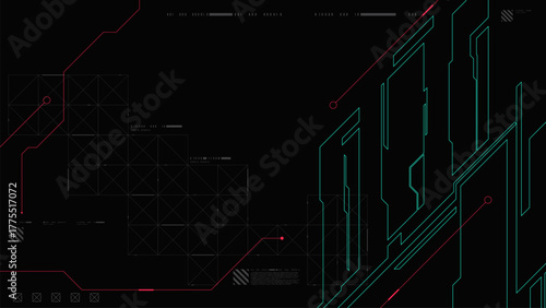 Abstract hi tech horizontal retro futuristic and sci-fi background with cyberpunk style design