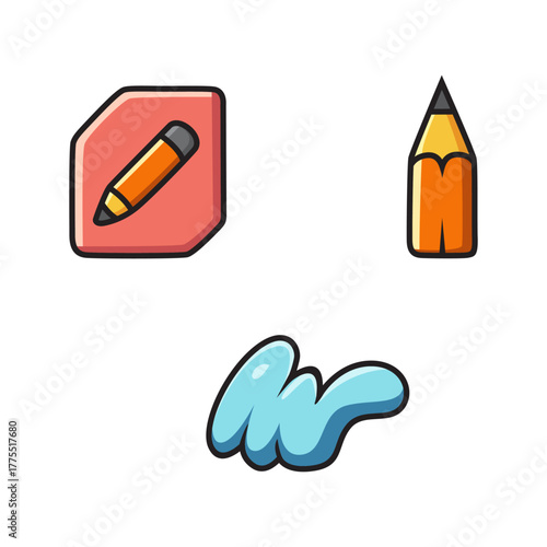 Cute Hand Drawn Pencil and Sketch Tools Illustration