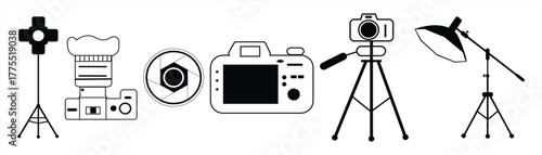 camera icon vector set. Photo studio. Photo session logo. Focus mark ilustrator