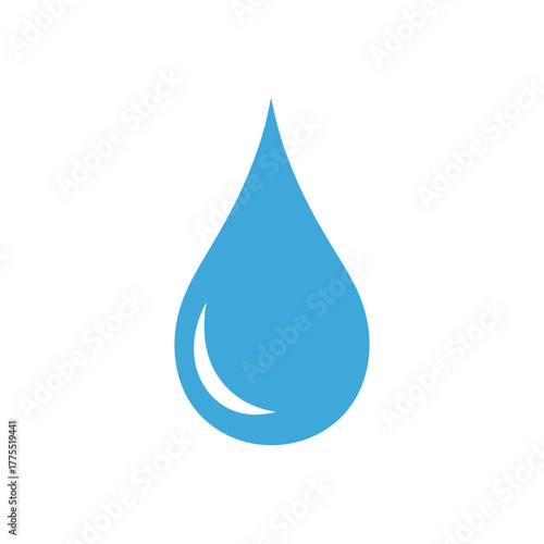 A simple, stylized illustration of a single blue water droplet with a highlight.