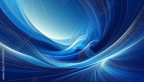 Abstract Blue Flowing Lines.