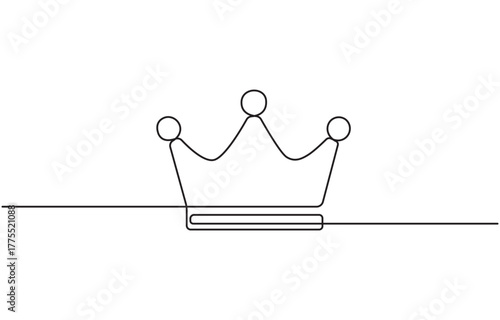 Continuous one line drawing of crown, single line icon of crown, symbol of luxury, royalty kingdom emperor jewel vector illustration.