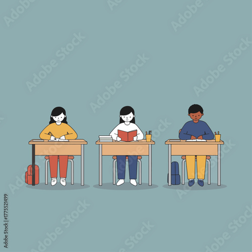 Flat illustration of a vibrant orange and pink cocktail shaker set with bar spoons, jigger, and strainer on a light blue background, perfect for mixology.