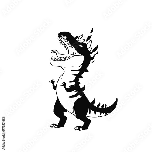 Albertosaurus. Albertosaurus simple black and white line art vector logo