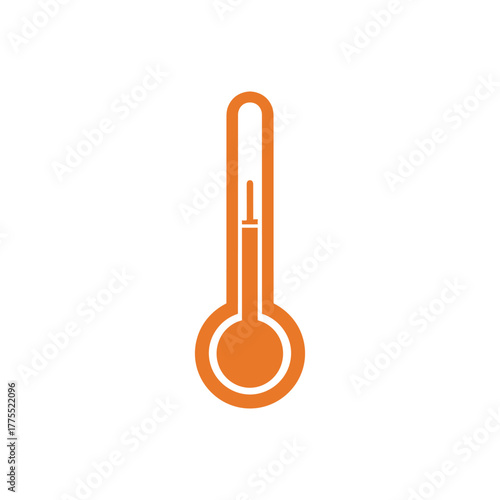 An orange thermometer icon against a white background, symbolizing temperature measurement.