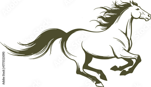 Wild Running Horse Silhouette – Vector Illustration of Galloping Stallion