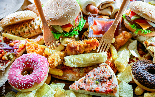 Fast food leftovers. Wasted food