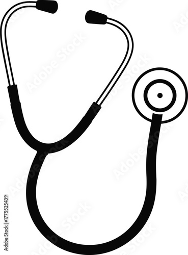 Simple black stethoscope graphic design element on transparent background silhouette