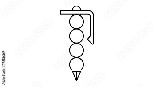 Simple Pen Outline: A minimalist line drawing presents a sleek pen design, showcasing the essential elements of this everyday writing tool.