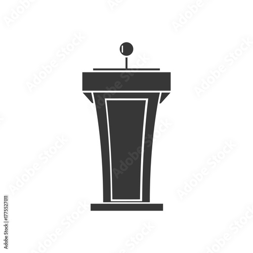 A simple, grayscale illustration of a podium, suitable for presentations and speeches.