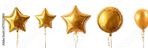 Gold foil balloons in star and circle shapes