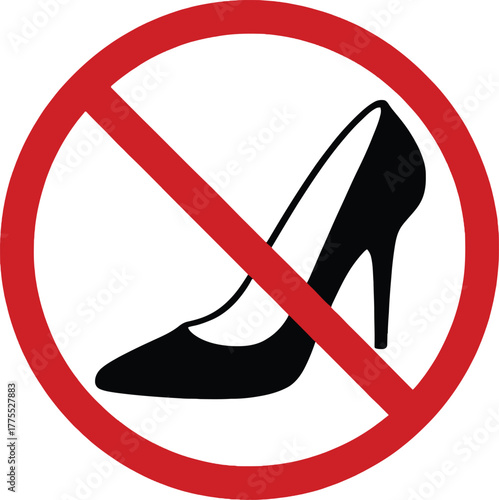 No high heels allowed sign with red circle on transparent background silhouette