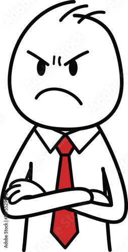 Photos Frustrated stick figure businessman with arms crossed showing anger and displeas