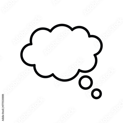 Blank thought bubble icon with small circles for contemplation