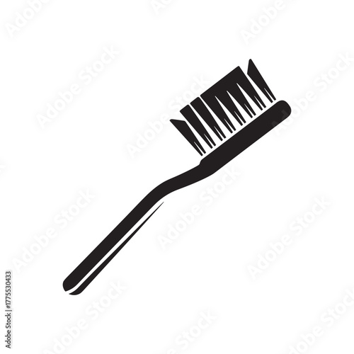 Black and white illustration of a toothbrush, a dental hygiene tool for oral care.