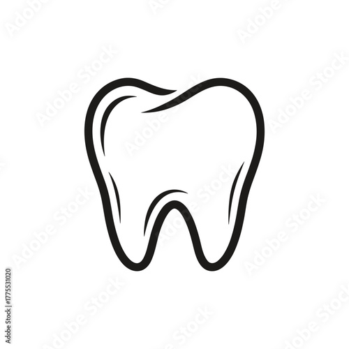A simple black outline illustration of a human molar tooth isolated on a white background.