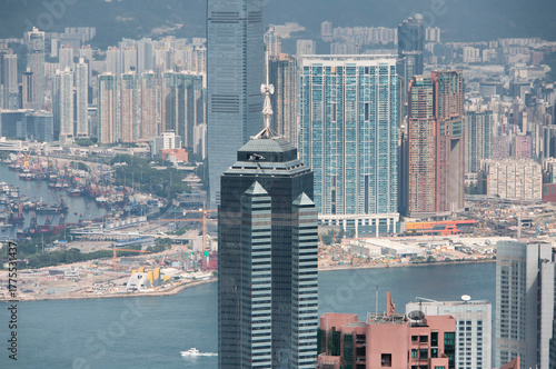 Hong Kong city view from victoria peak hazy sky