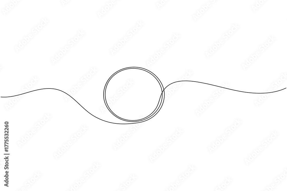 Obraz premium Circle continuous one line drawing of minimalist style geometric outline vector illustration