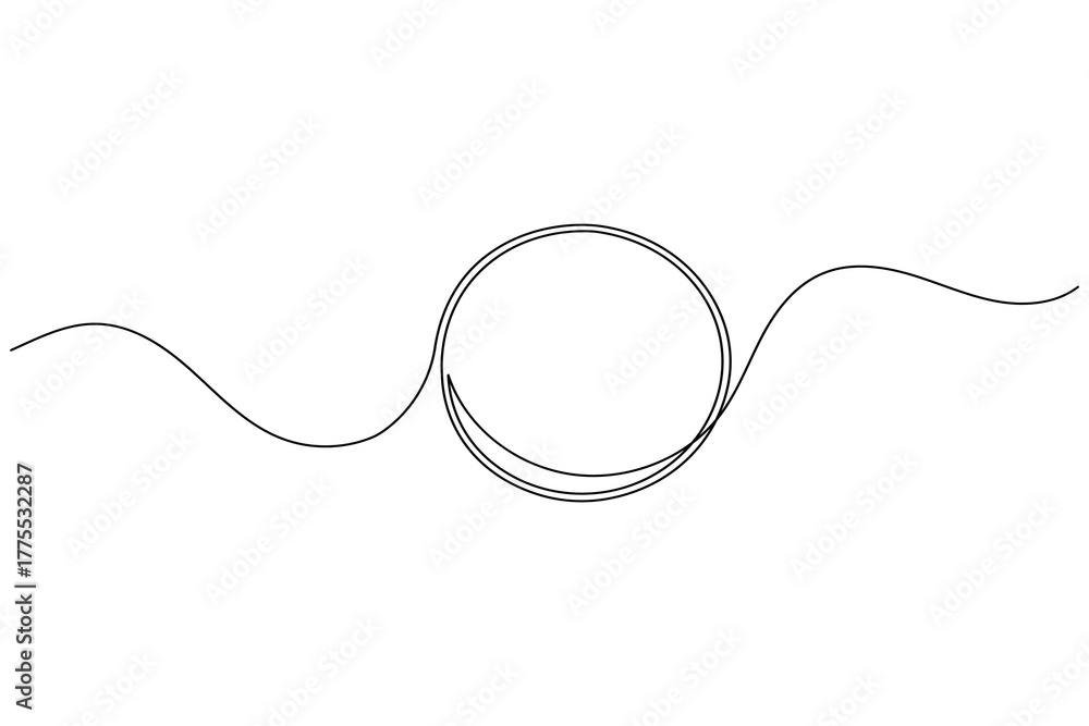 Obraz premium Circle continuous one line drawing of minimalist style geometric outline vector illustration