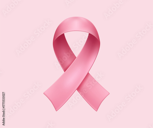 Breast cancer awareness concept with 3D vector illustration. Symbol of hope, health, care, and support for women. Ideal