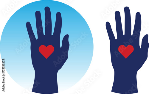 Hand over heart respect gesture icon