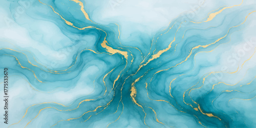 Papier peint Abstract blue water surface texture with light ripple pattern reflection