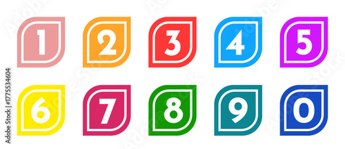 Colorful number bullet point 1 to 9 vector set. Number bullet points collection vector design on white background. 