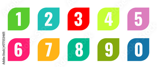 Colorful number bullet point 1 to 9 vector set. Number bullet points collection vector design on white background. 