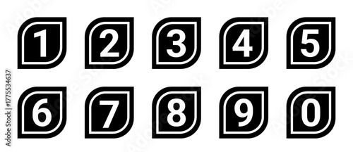 Black number bullet point 1 to 9 vector set. Number bullet points collection vector design on white background. 