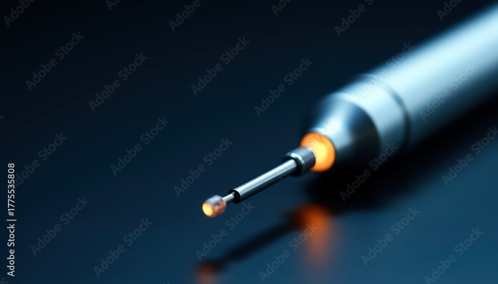 Fototapeta premium Precision micro drill tool for industrial fabrication and mechanical applications with copy space