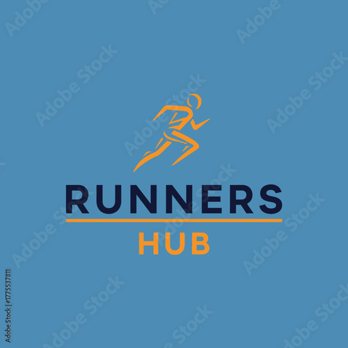 Dynamic logo for a running community with abstract runner motif