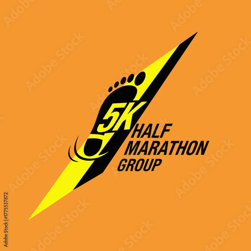 Dynamic 5K Half Marathon Group Logo Design with Footprint Graphic