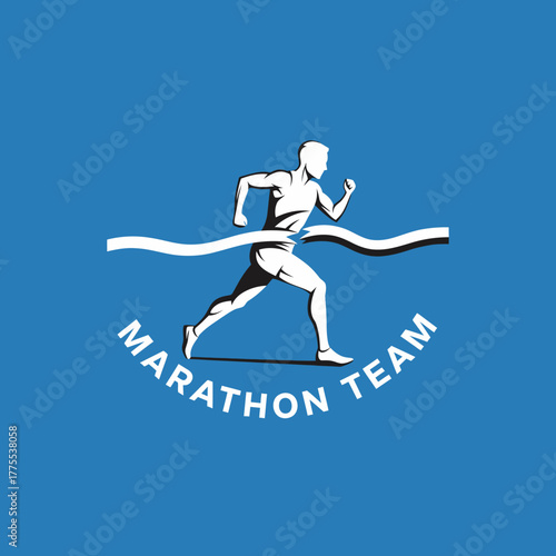 Dynamic marathon runner crossing finish line, symbolizing athletic achievement