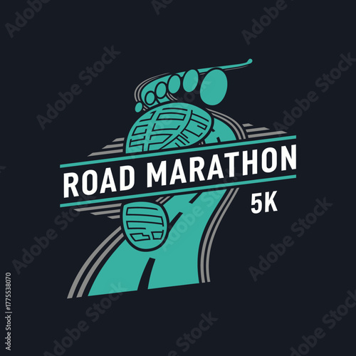 Road Marathon 5K event typography design on a dark background