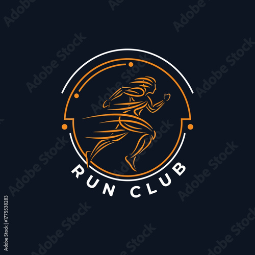 Abstract runner design for athletic club emblem a dynamic logo artwork