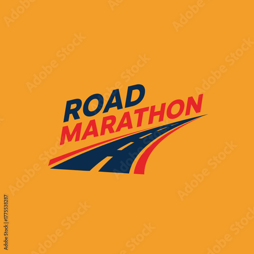 dynamic road marathon logotype on an energetic orange background for event