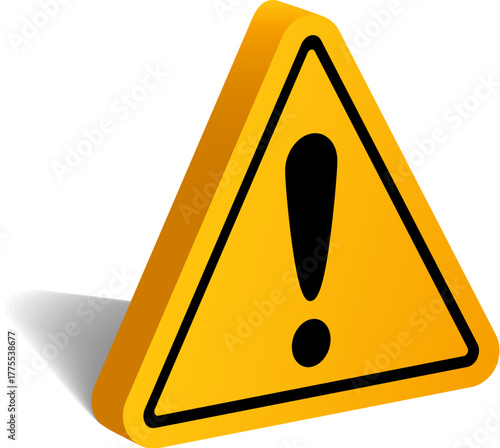 3D attention yellow sign icon