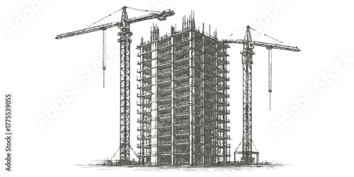 Industrial steel screws and bolts isolated on white for building and construction site structure development