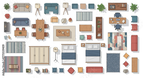floor plan furniture layout residential interior design top view furniture arrangement for architectural presentation and home staging