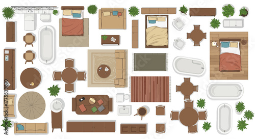 floor plan with furniture layout showcasing interior design top view illustration of residential spaces planning home layout for real estate marketing