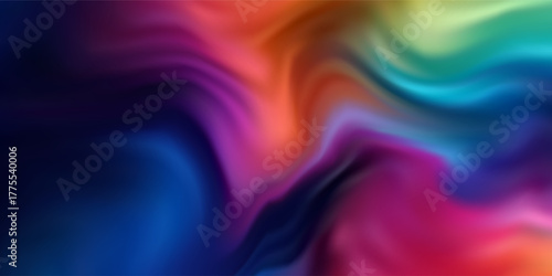 Colorful abstract gradient with smooth flowing shapes in blue, red, pink, and yellow tones. Ideal for digital art, backgrounds, wallpapers