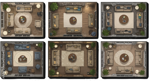 top down floor plan of living room showing layout and furniture placement perfect for interior design projects and architectural visualization