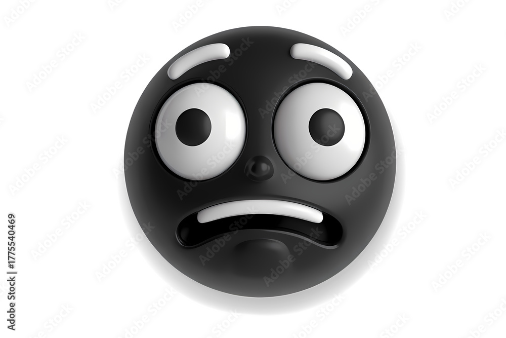 Fototapeta premium Shocked and Anxious Black Smiley Face Icon.